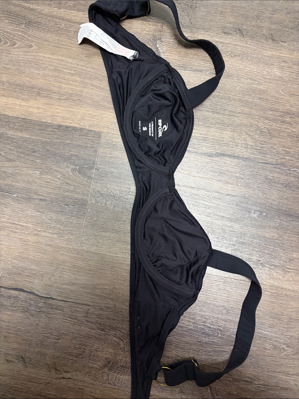 Rip Curl Black Underwire Bikini Top with Gold Hardware